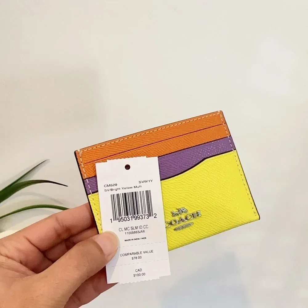NWT‎ Coach Slim Id Card Case In Colorblock